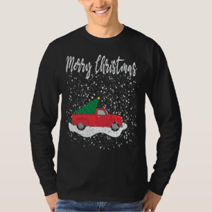 Camiseta Feliz Navidad Tee Red Truck Árbol de Navidad Nieve