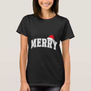 Camiseta Feliz Navidad Texto Varsity Con Sombrero De Santa