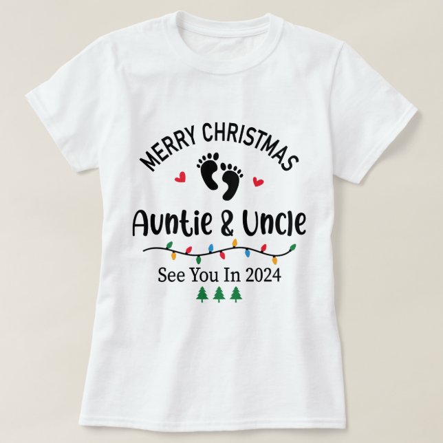 Camiseta Feliz Navidad, Tía Y Tío Nos Vieron En 2024 (Diseño del anverso)