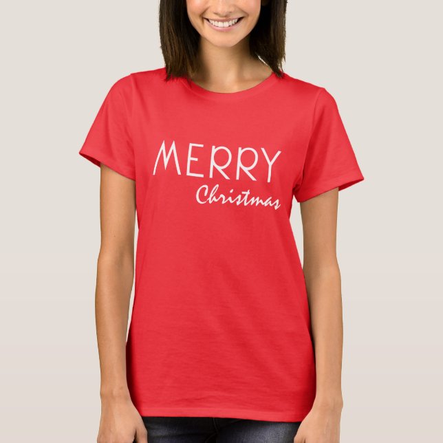 CAMISETA FELIZ NAVIDAD TIPOGRAFÍA BLANCA (Anverso)