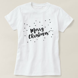 Camiseta Feliz Navidad - Tipografía de guiones y estrellas