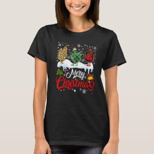 Camiseta Feliz Navidad Tres Chicken Buffalo Leopardo Rojo