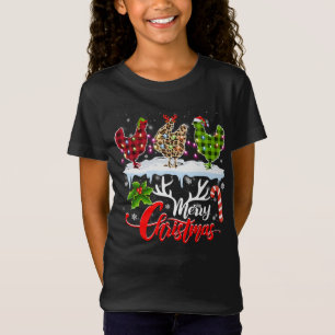 Camiseta Feliz Navidad Tres Chicken Buffalo Leopardo Rojo