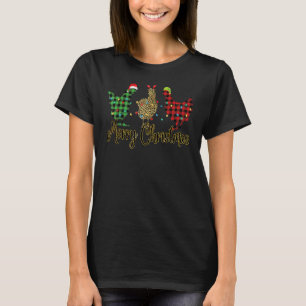 Camiseta Feliz Navidad Tres Chicken Buffalo Leopardo Rojo