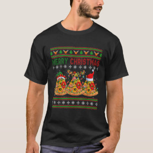 Camiseta Feliz Navidad Tres Pizzas de Santa Reno Elfo Fu