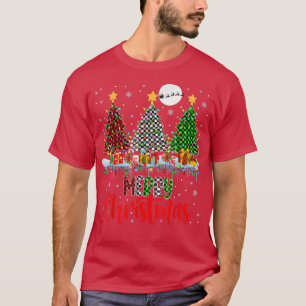 Camiseta Feliz Navidad Tres Placas de Árboles de Navidad Lu
