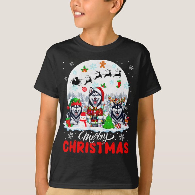 Camiseta Feliz Navidad Tres Reyes de Santa Elf Huskies O (Anverso)