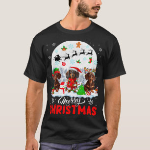 Camiseta Feliz Navidad Tres Santa Elfo Reno Perro Salchicha