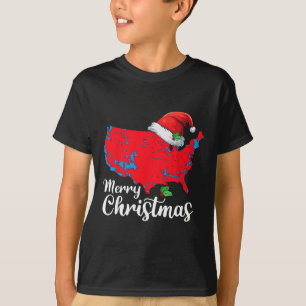 Camiseta Feliz Navidad Trump Patriótico Mapa de Estados Uni