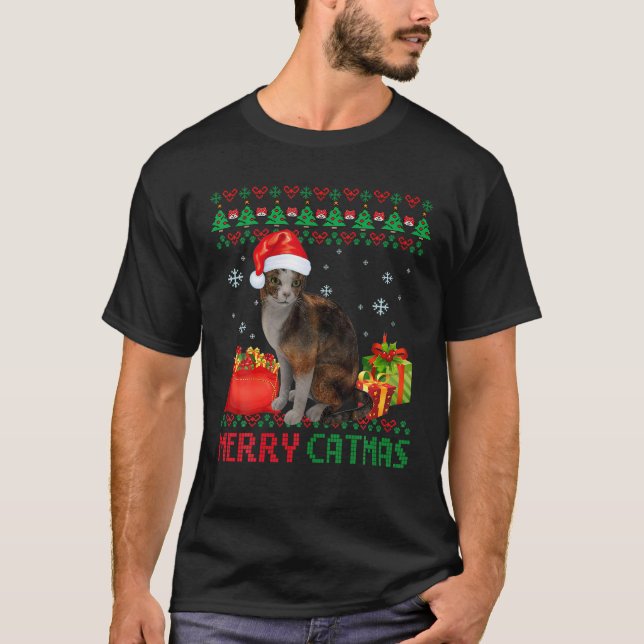 Camiseta Feliz Navidad, un gato Navidades feos mamá abysina (Anverso)