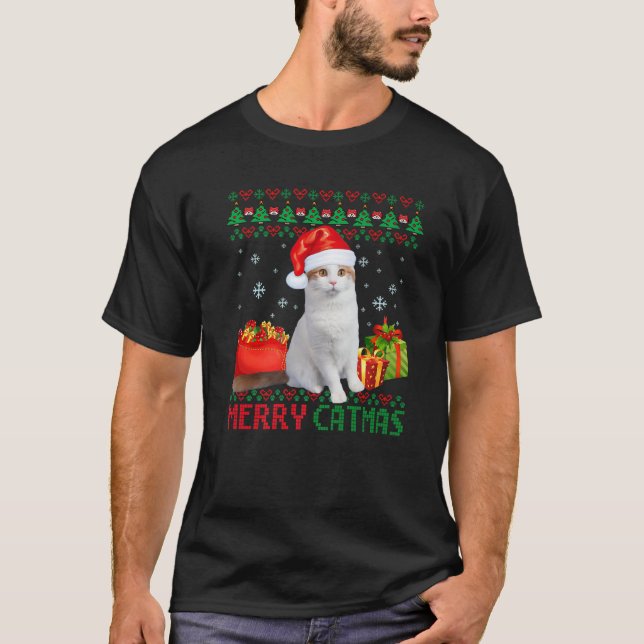 Camiseta Feliz Navidad, un gato, Navidades feos, Van Mom Da (Anverso)