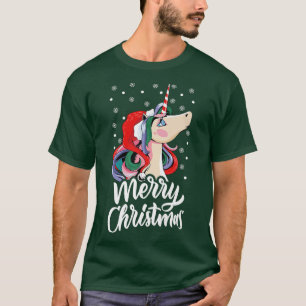 Camiseta Feliz Navidad Unicornio Chicas Niños Festín de Nie