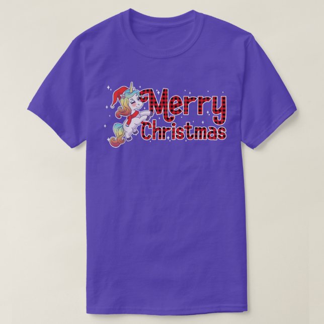 Camiseta Feliz Navidad Unicornio Santa Claus Lluvia Roja (Diseño del anverso)