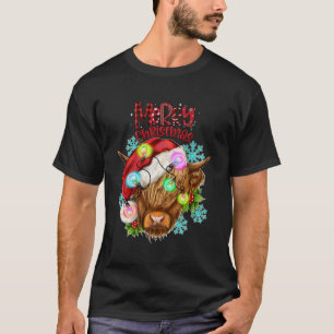 Camiseta Feliz Navidad Vaca Altas Tierras Santa Luces Novil