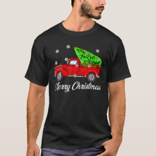 Camiseta Feliz Navidad Vagón Antiguo Árbol Camión Rojo
