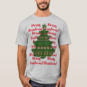 Camiseta Feliz Navidad Verde Rojo Árbol de Navidad
