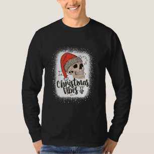 Camiseta Feliz Navidad Vibes Paz Cráneo De Mano En Leopard