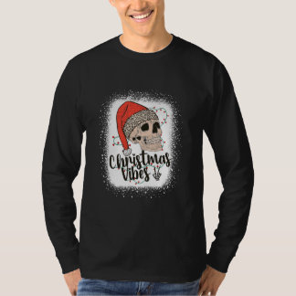 Camiseta Feliz Navidad Vibes Paz Cráneo De Mano En Leopard