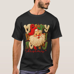 Camiseta Feliz Navidad Vibraciones de Santa con Hilo de Gan