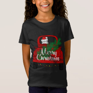 Camiseta Feliz Navidad Vintage Santa Red Truck con luz