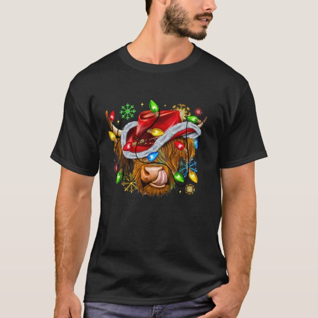 Camiseta Feliz Navidad Western Cuate Highland Cow Navidad S (Anverso)
