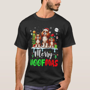 Camiseta Feliz Navidad Woof Three Santa Elf King Charles