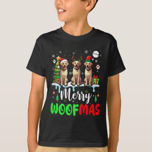 Camiseta Feliz Navidad Woof Three Santa Elf Labrador Retr