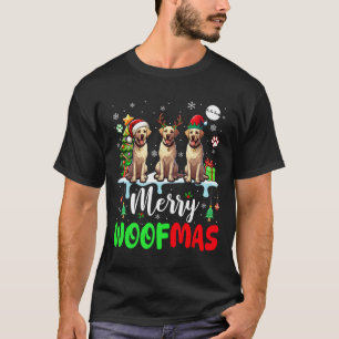 Camiseta Feliz Navidad Woof Three Santa Elf Labrador Retr