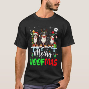 Camiseta Feliz Navidad Woof Three Santa Reindeer Bernese