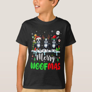 Camiseta Feliz Navidad Woof Three Santa Reindeer Boston T