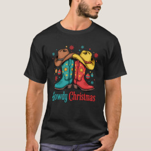Camiseta Feliz Navidad Xmas Botas de Vaquero Occidentales H