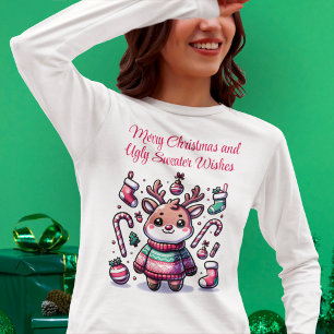 Camiseta Feliz Navidad y deliciosos dulces desearían renos
