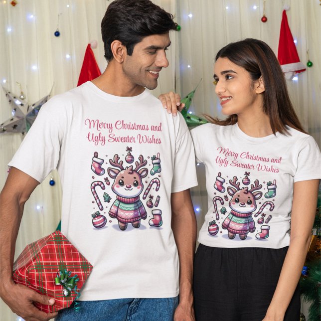 Camiseta Feliz Navidad y deliciosos dulces desearían renos (Subido por el creador)