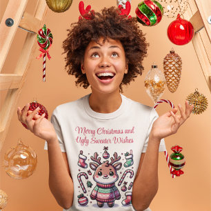 Camiseta Feliz Navidad y deliciosos dulces desearían renos