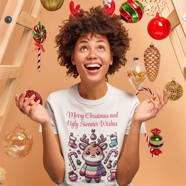 Camiseta Feliz Navidad y deliciosos dulces desearían renos (Subido por el creador)