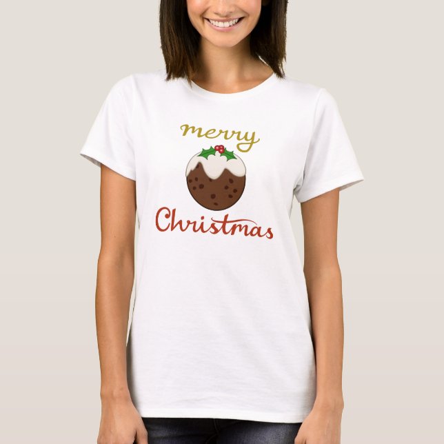 Camiseta Feliz Navidad y diseño de pudding (Anverso)