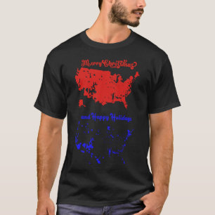 Camiseta Feliz Navidad Y Felices Fiestas Mapa Estadounidens