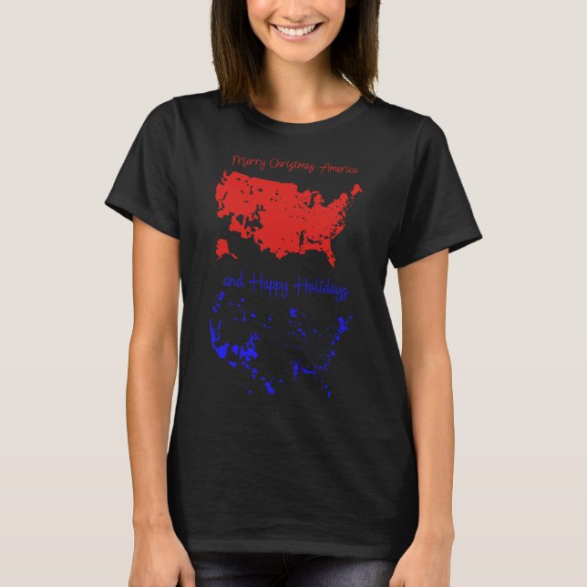 Camiseta Feliz Navidad Y Felices Fiestas Mapa Estadounidens (Anverso)