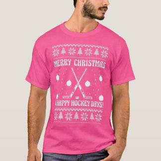 Camiseta Feliz Navidad Y Felices Hockeydays Funny Ice Hoc
