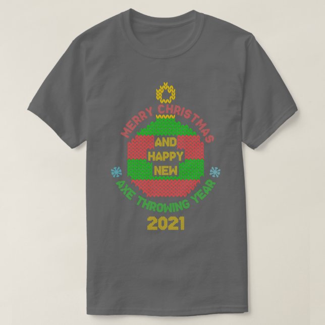 Camiseta Feliz Navidad y feliz año de lanzamiento de hachas (Diseño del anverso)