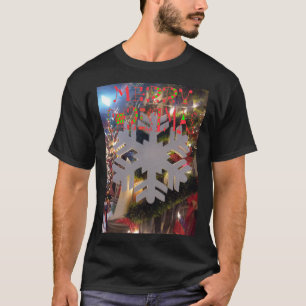 Camiseta Feliz Navidad y Feliz Año Nuevo arte de copos de n