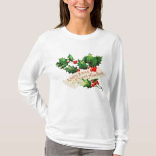 Camiseta Feliz Navidad y Feliz Año Nuevo Holly