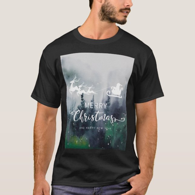 Camiseta Feliz Navidad y Feliz Diseño de Año Nuevo (Anverso)