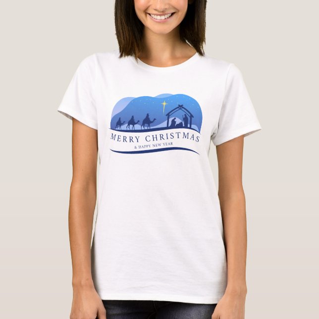 Camiseta Feliz Navidad y feliz fiesta de Año Nuevo (Anverso)