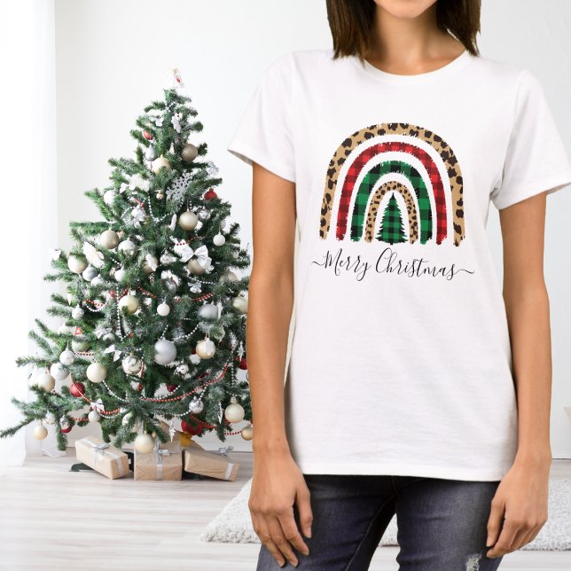 Camiseta Feliz Navidad y leopardo impreso en arcoiris (Subido por el creador)