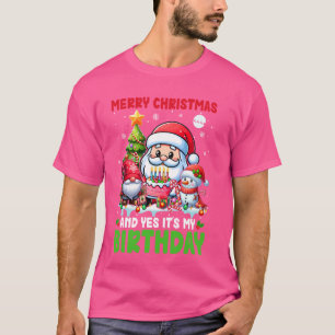Camiseta Feliz Navidad Y Mi Cumpleaños Cute Santa Funny P