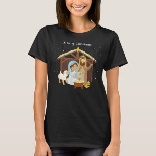Camiseta Feliz Navidad y Natividad Escena Cristiana Fe H