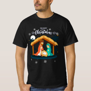 Camiseta Feliz Navidad Y Natividad Escena Fe Cristiana
