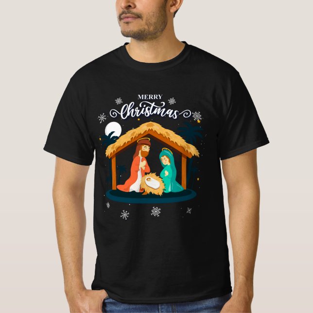 Camiseta Feliz Navidad Y Natividad Escena Fe Cristiana (Anverso)