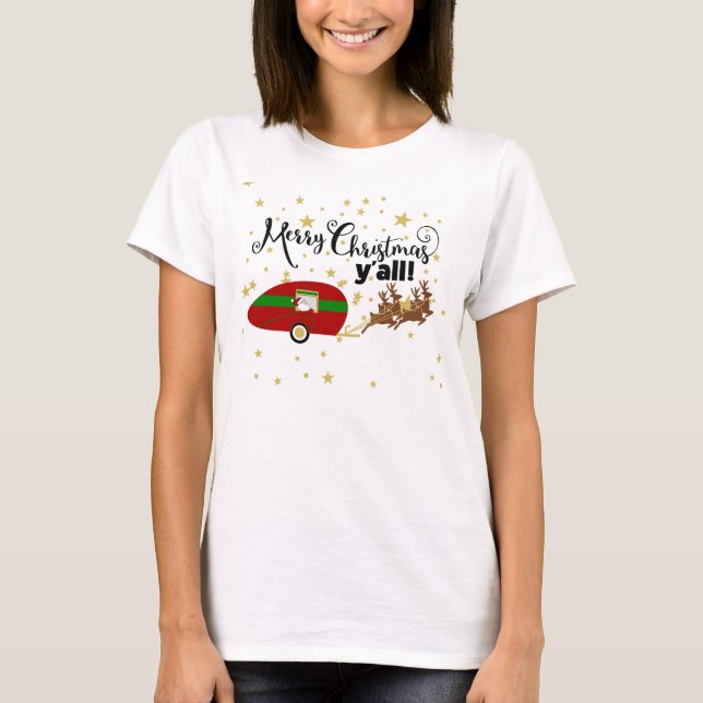 Camiseta Feliz Navidad y tipografía y Santa pizarra (Anverso)